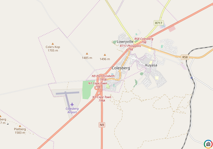 Map location of Colesburg (Colesberg)